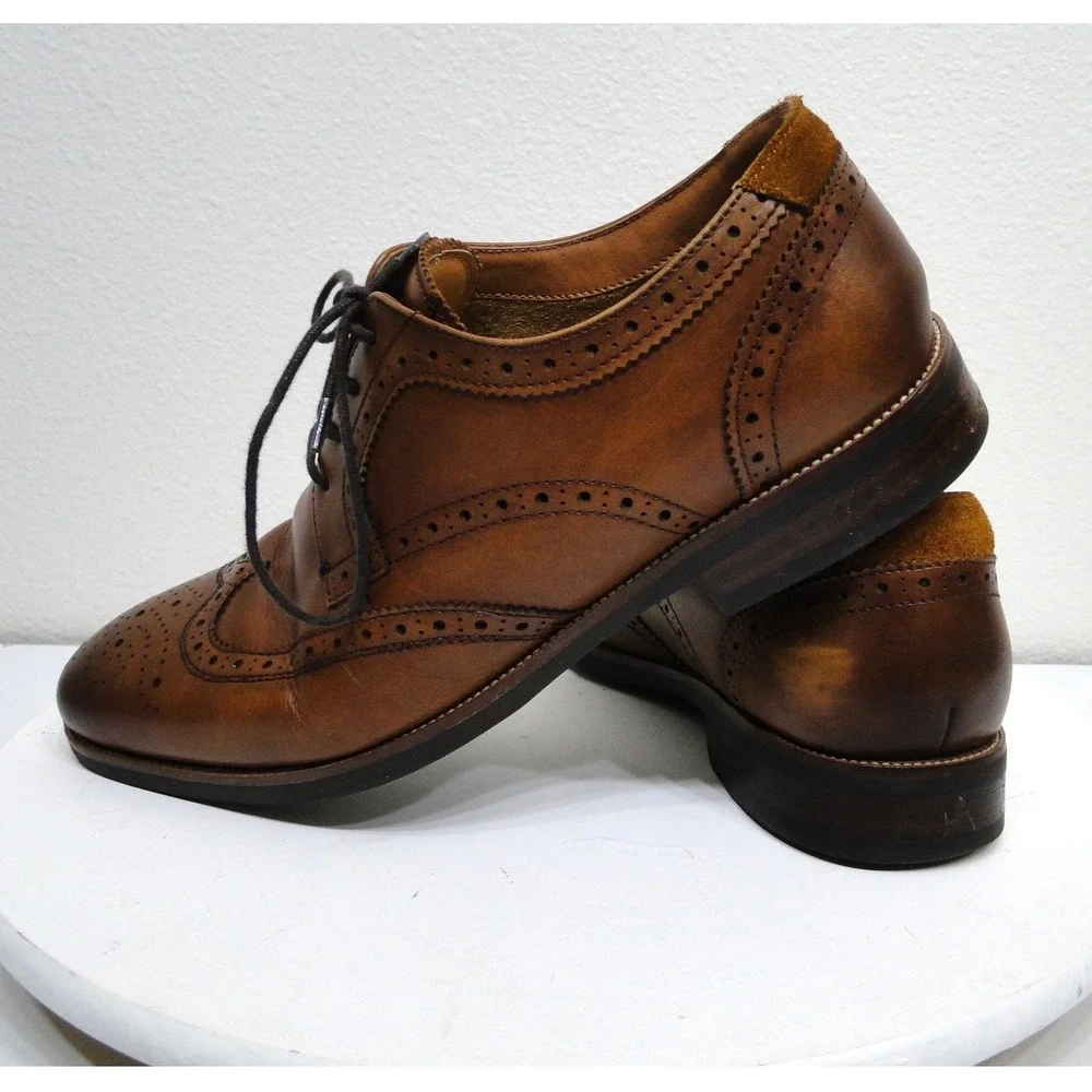 Florsheim Comfortech Upscale Wingtip Oxford‎ Cognac Brown Leather Mens 9.5 11956